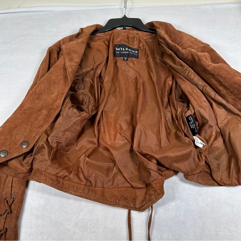Wilsons 80s vintage suede brown Leather Jacket western southwestern boho cowboy - Picture 15 of 15